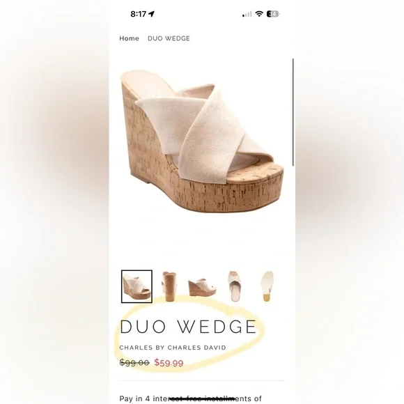 Charles by Charles David Tan Wedge Sandals with Strappy Design - Picture 2 of 10